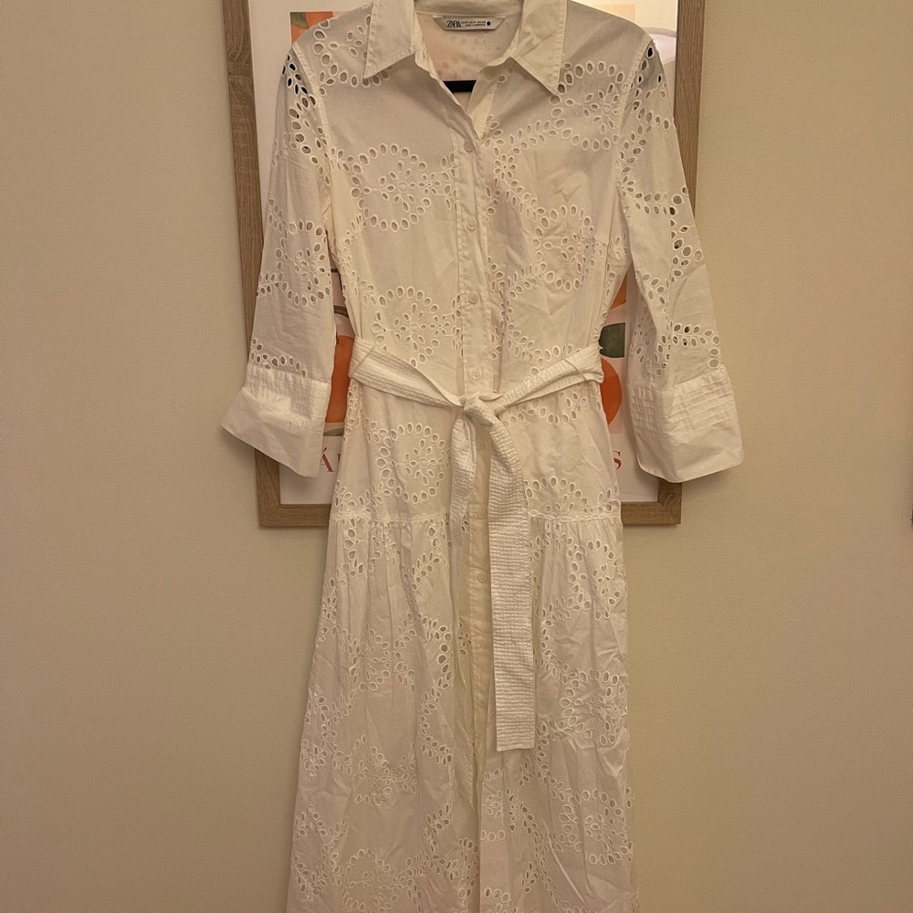 Elegant White Eyelet Dress